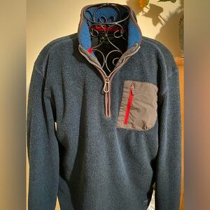 G.H. Bass & Co Men's Jacket Medium Blue Explorer Fleece Pullover Jacket  1/4 Zip